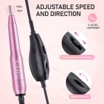 Portable Electric Nail Drill Machine, 20000RMP Nail Drills for Acrylic Nails Professional Manicure Pedicure Set Polishing Shape Tools with Nail Drill Bits,Sanding Bands and Brush(Gold Black) - Image 3